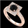 Image 1 : 1.1 ctw Fancy Black Diamond Engagment Art Deco Ring 18k Rose Gold