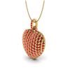 Image 2 : 5 ctw Micro Pave RED Sapphire Designer Heart Necklace 10k Yellow Gold
