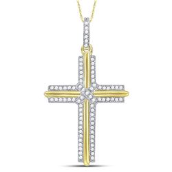 10kt Yellow Gold Mens Round Diamond Cross Charm Pendant 1/5 Cttw