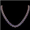 34.11 ctw Sapphire & Diamond Micro Pave Halo Necklace 10k Rose Gold
