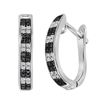 Sterling Silver Womens Round Black Color Enhanced Diamond Hoop Earrings 1/6 Cttw