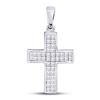 10kt White Gold Womens Princess Diamond Religious Cross Pendant 1/2 Cttw