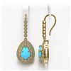 Image 2 : 7.95 ctw Turquoise & Diamond Victorian Earrings 14K Yellow Gold
