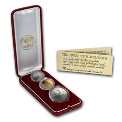 1989 Israel 3-Coin Gold & Silver Jaffa Sites of Holy Land Set