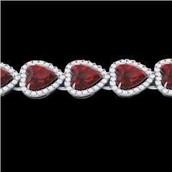 25 ctw Garnet & Micro Pave VS/SI Diamond Bracelet Heart 14k White Gold