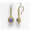Image 2 : 5.2 ctw Certified Tanzanite & Diamond Victorian Earrings 14K Yellow Gold