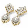 Image 3 : 7.05 ctw Diamond & Pearl Earrings 18K Yellow Gold