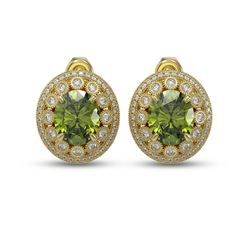 14.61 ctw Tourmaline & Diamond Victorian Earrings 14K Yellow Gold