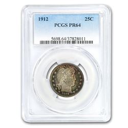 1912 Barber Quarter PR-64 PCGS (Beautifully Toned)