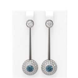 3.67 ctw Fancy Yellow Diamond Earrings 18K White Gold