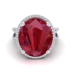 12 ctw Ruby & Micro Pave VS/SI Diamond Certified Ring 18k White Gold