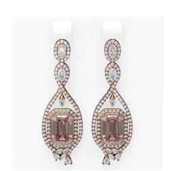 13.52 ctw Morganite & Diamond Earrings 18K Rose Gold