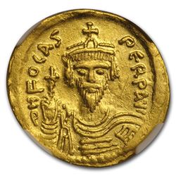 Byzantine Gold Emperor Phocas (602-610 AD) Ch XF NGC