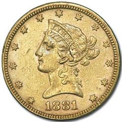 1881 $10 Liberty Gold Eagle AU