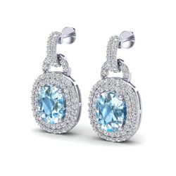 5 ctw Sky Blue Topaz & Micro Diamond Pave Earrings 14 14k White Gold