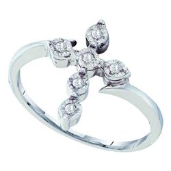 Sterling Silver Womens Round Diamond Cross Faith Fashion Ring 1/20 Cttw