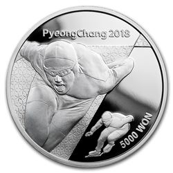 2018 1/2 oz Silver PyeongChang Winter Olympic Speed Skating Proof