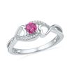 Image 1 : Sterling Silver Womens Round Lab-Created Pink Sapphire Solitaire Ring 1/6 Cttw