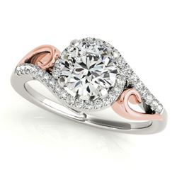 0.75 ctw Certified VS/SI Diamond Solitaire Halo Ring 18k 2Tone Gold