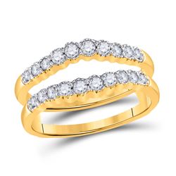 14kt Yellow Gold Womens Round Diamond Wedding Wrap Ring Guard Enhancer 1/2 Cttw