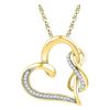 Image 1 : 10kt Yellow Gold Womens Round Diamond Linked Heart Infinity Pendant 1/8 Cttw