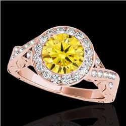 1.75 ctw Certified SI/I Fancy Intense Yellow Diamond Ring 10k Rose Gold