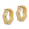 Image 2 : 14k with White Rhodium D/C Texture Wave Hoop Earrings