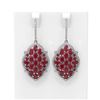 Image 1 : 14.96 ctw Ruby & Diamond Earrings 18K White Gold