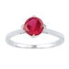 Image 1 : Sterling Silver Womens Round Lab-Created Ruby Solitaire Ring 1.00 Cttw