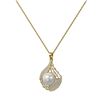 Image 3 : 1.15 ctw Diamond & Pearl Necklace 18K Yellow Gold