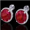 Image 1 : 25 ctw Ruby & Micro Pave VS/SI Diamond Earrings 18k White Gold