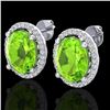 Image 1 : 5 ctw Peridot & Micro Pave VS/SI Diamond Earrings 18k White Gold