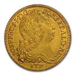 1776-B Brazil Gold 6400 Reis Jose I AU-55 NGC