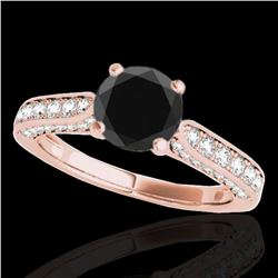 1.6 ctw Certified VS Black Diamond Solitaire Ring 10k Rose Gold