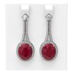 Image 1 : 15.53 ctw Ruby & Diamond Earrings 18K White Gold