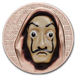 2018 Cook Islands 1 oz Silver $5 Salvatore Dali Money Heist Masks