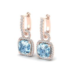 7 ctw Sky Blue Topaz & Micro Pave VS/SI Diamond Earrings 14k Rose Gold