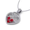 Image 1 : 3 ctw Ruby & Micro Pave Designer Heart Necklace 14k White Gold