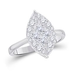 14kt White Gold Womens Princess Diamond Cluster Bridal Wedding Engagement Ring 1/4 Cttw