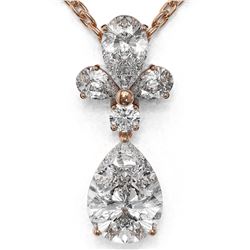1.4 ctw Pear Cut Diamond Designer Necklace 18K Rose Gold
