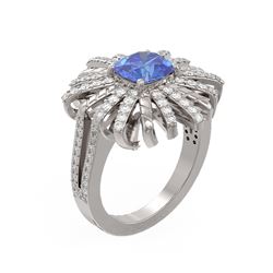 2.98 ctw Tanzanite & Diamond Ring 18K White Gold