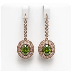 8.45 ctw Tourmaline & Diamond Victorian Earrings 14K Rose Gold