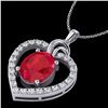 Image 2 : 4 ctw Ruby & VS/SI Diamond Designer Heart Necklace 14k White Gold