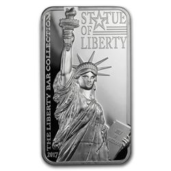 2017 Cook Isl. 2 oz Silver Statue of Liberty Bar Coin Scratch Cap