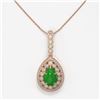 Image 2 : 4.07 ctw Jade & Diamond Victorian Necklace 14K Rose Gold