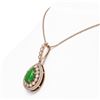 Image 3 : 4.07 ctw Jade & Diamond Victorian Necklace 14K Rose Gold