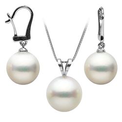 White South Sea Pearl Classic Pendant and Dangle Earring Set
