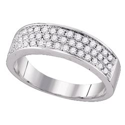 10kt White Gold Womens Round Diamond Pave Band Ring 1/2 Cttw