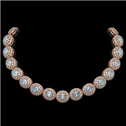 90.5 ctw Aquamarine & Diamond Victorian Necklace 14K Rose Gold