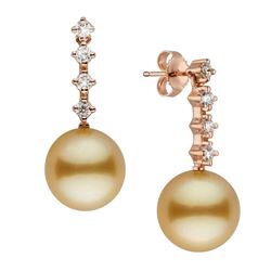 Golden South Sea Pearl and Diamond Constellation Earrings